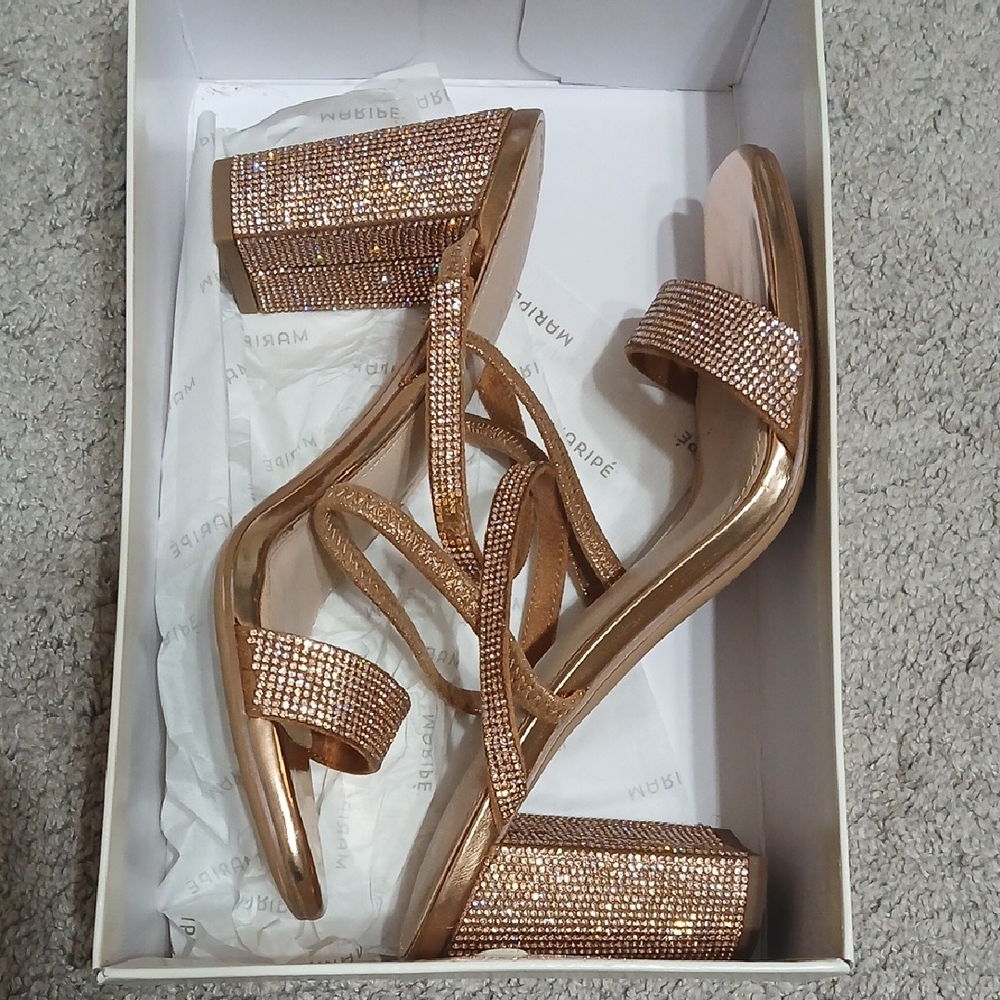Maripé Rose Gold Heels - Picture 1 of 5